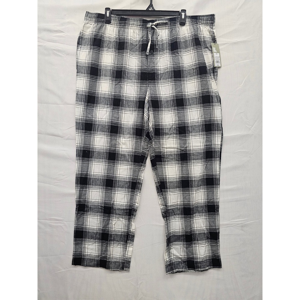 Goodfellow & Co Mens XXL Black White Plaid Flannel Pajama Pants Straight Leg NEW